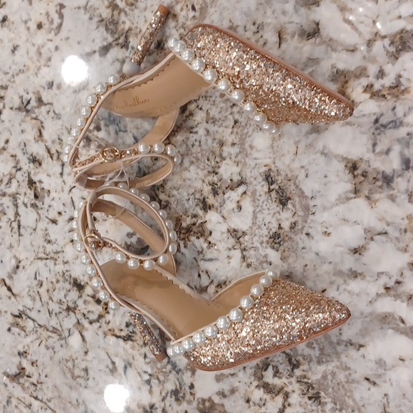 Antonio Melani x Nicola Bathie Bebe Ankle Strap Glitter Pearl Detail Multi Size - Picture 7 of 15